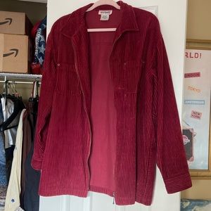 Berry Red Corduroy Shacket Sweater